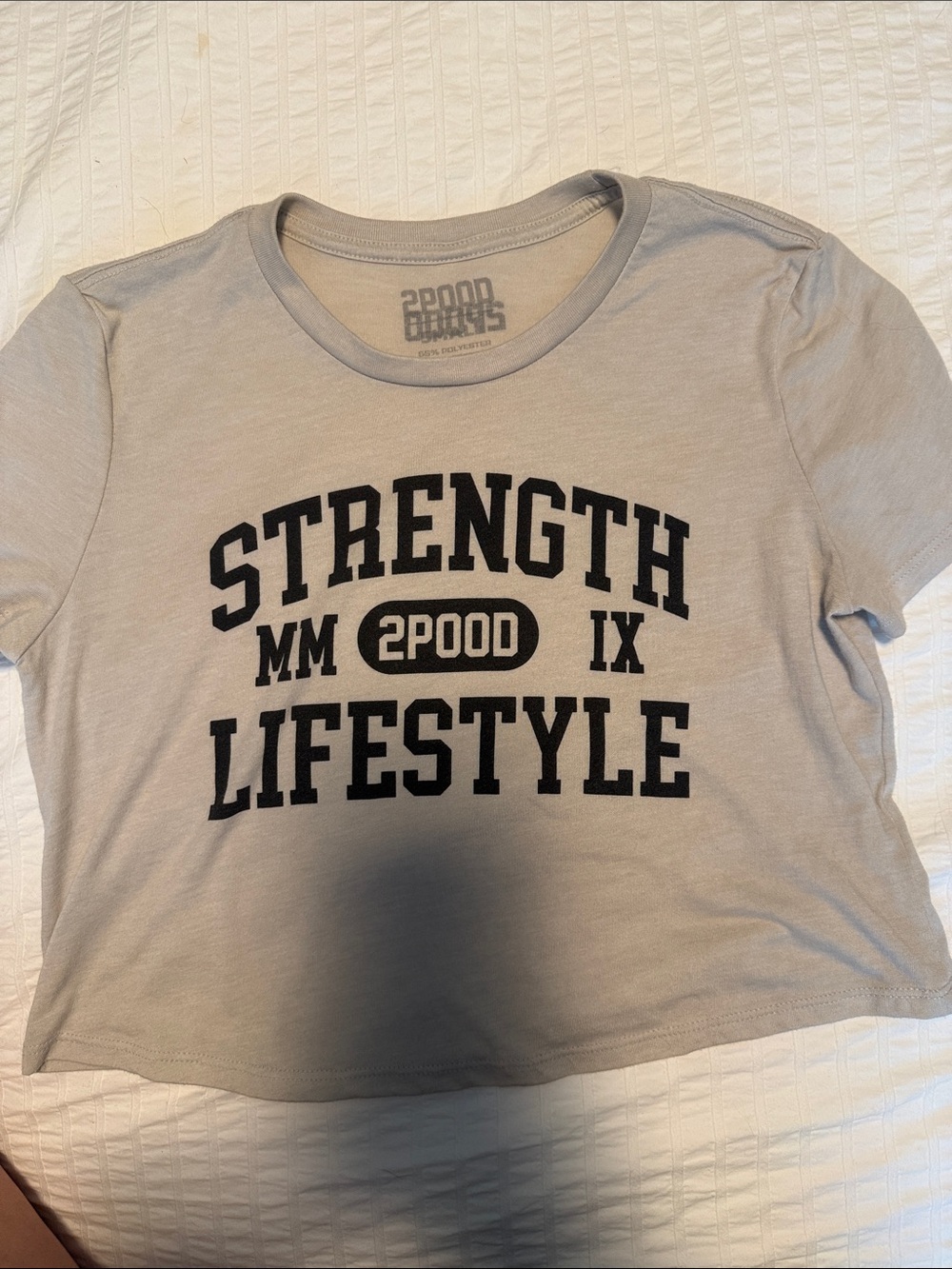 2POOD Light Gray Graphic Crop Tee with Black Logo